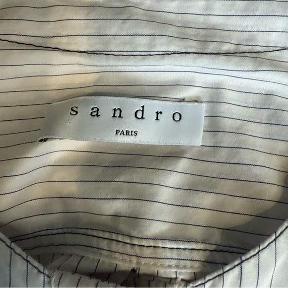 Sandro White Striped Button Down Shirt - Picture 7 of 10